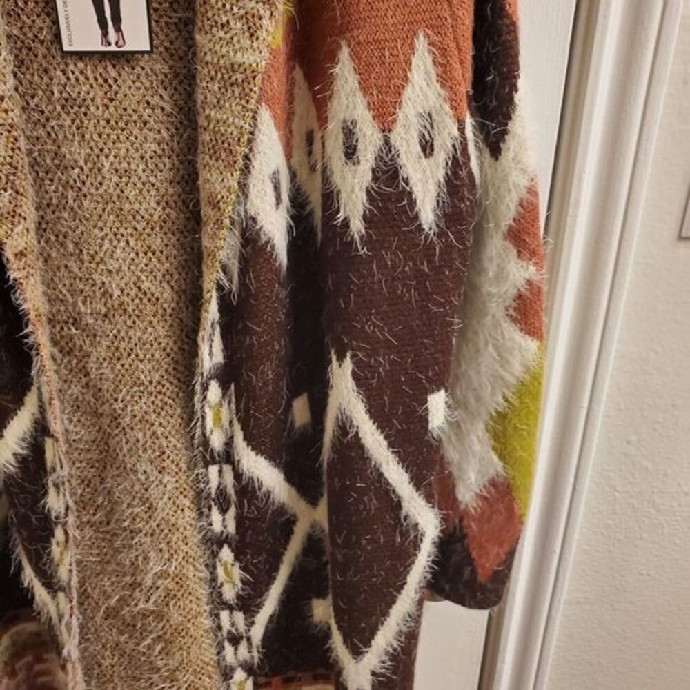 MaxSport super soft hooded Aztec boho coatigan cardigan sweater size‎ large - Picture 9 of 16